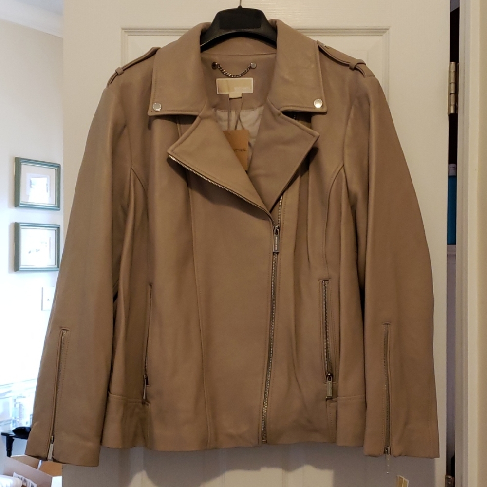 Michael Kors leather moto jacket 3x